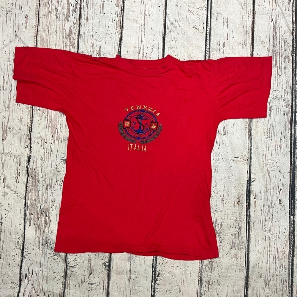 Vintage 80s Single Stitch Venice Italy Red Travel Tourism 1980s tshirt